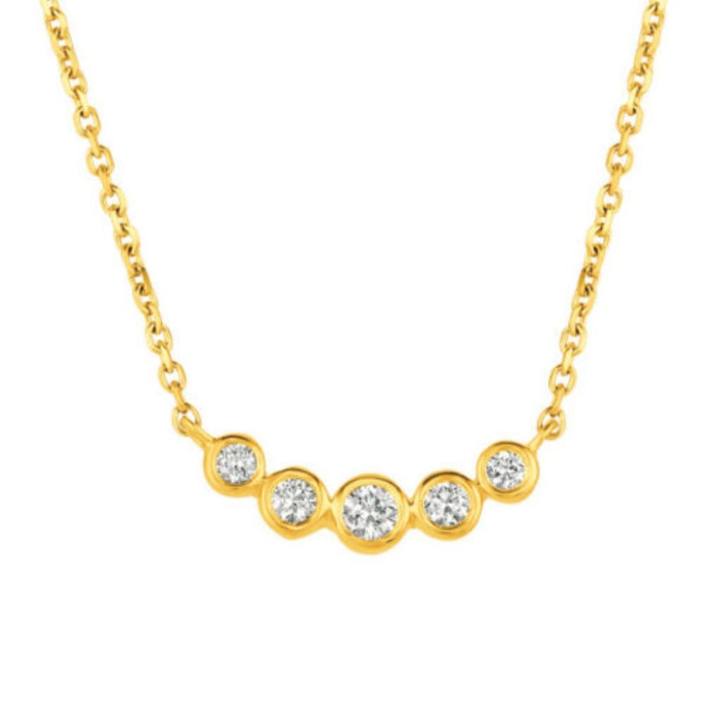 0.35 Carat Natural Diamond Bezel Necklace 14K